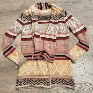 RD Style Open Front Knit Cardigan Open Front Sweater Long Cream Size Small Women